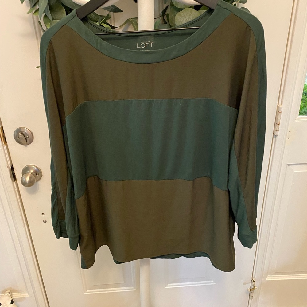 Loft Color Block Stripe Top Ls L - image 1